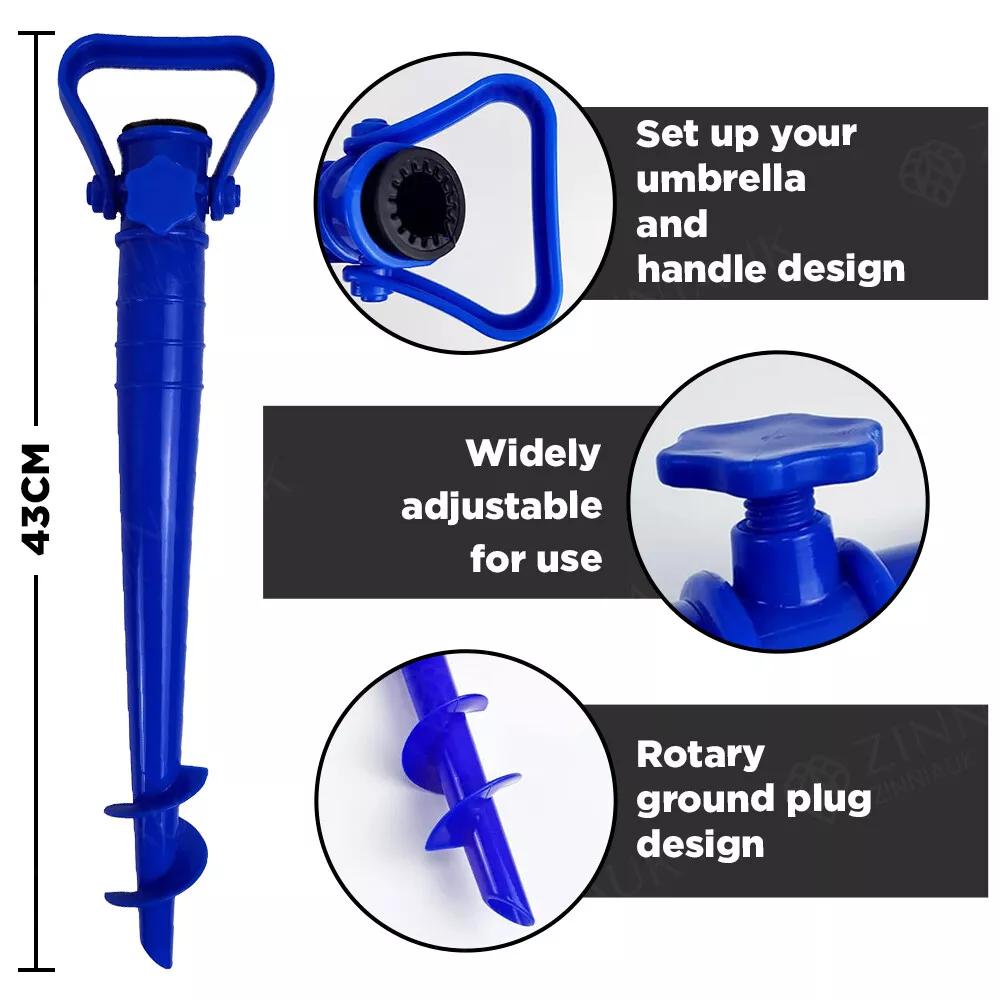 Outdoor-Schirmbasis, verstellbar, Kunststoff, für Sonne, Strand, Terrasse, Regenschirm, Sand, Stretch-Ständer, Halter, Anker, Ständer, Spike, Auger, Keep Tools
