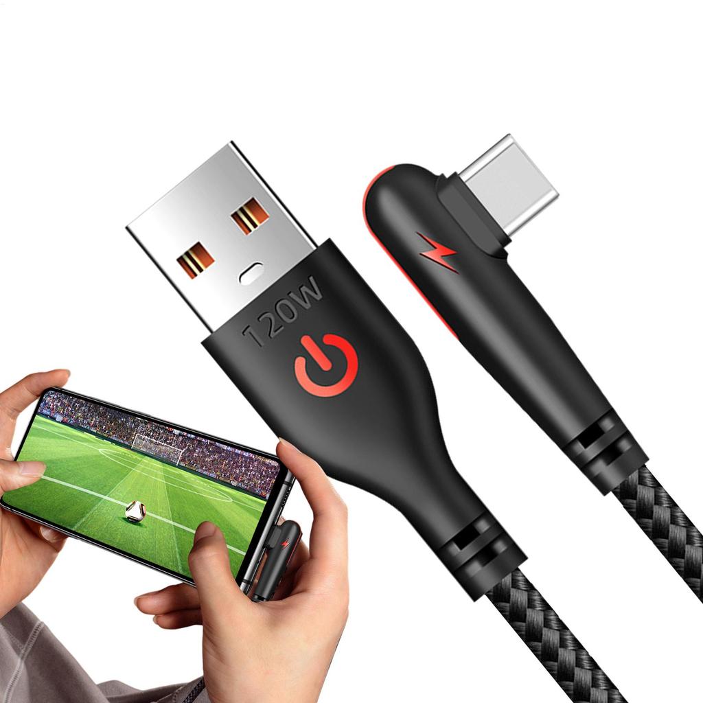 USB C To USB C Right Angle 120W Braided Right Angle USB C Cable USB C Cable Right Angle USB C Charging Cable Efficient Charging