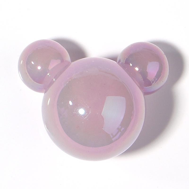 5Pcs/Lot 33×27mm Acrylic Beads Plated with Colorful Mickey Shaped Large Hole Beads For Jewelry Making Diy Headrope Phone Chain