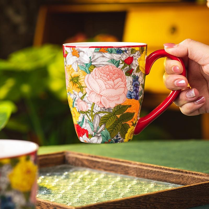 Mug Ceramic Water Cup Household High-value Cup Office Breakfast Cup Retro Coffee Cup Couple Cup