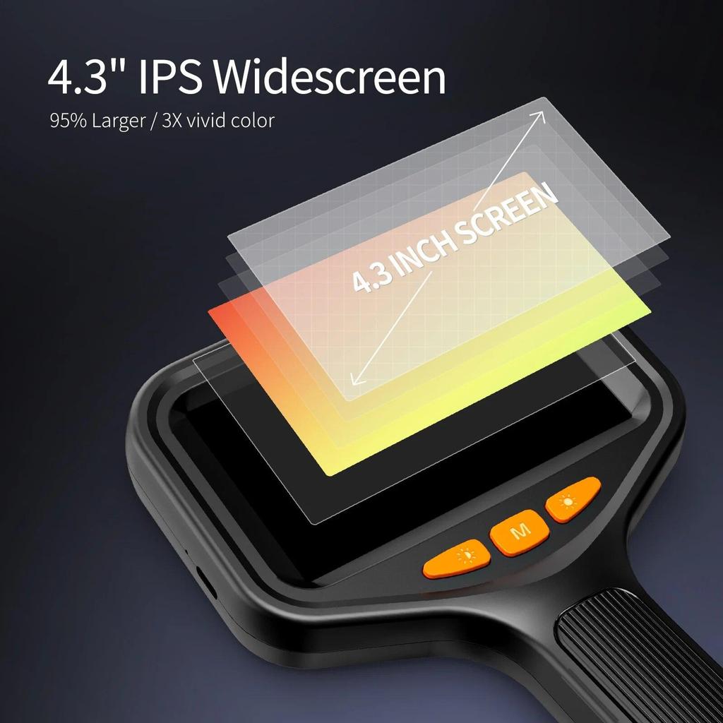 2026 New 8mm Lens Industrial Borescope Camera 1080P HD 4.3-inch LCD Digital Handheld Borescope IP67 Waterproof Pipe Sewer Inspection Camera