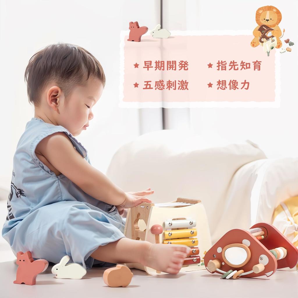 Mamimami Home Wooden Activity Shape Montessori Educational Fingertip Puzzle Gift for Girls and Ages and 3 Cube, Matching, Toy, Play, Box, Boys, 1, 2,