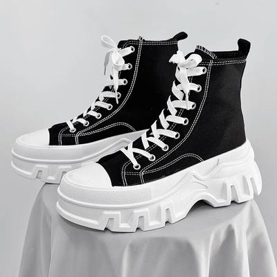 2024 Neueste Herren Luxusmode Trendige Sport Skateboardschuhe mit Hoher Sohle Dickem Boden und Lässige Canvas Schuhe Sneaker