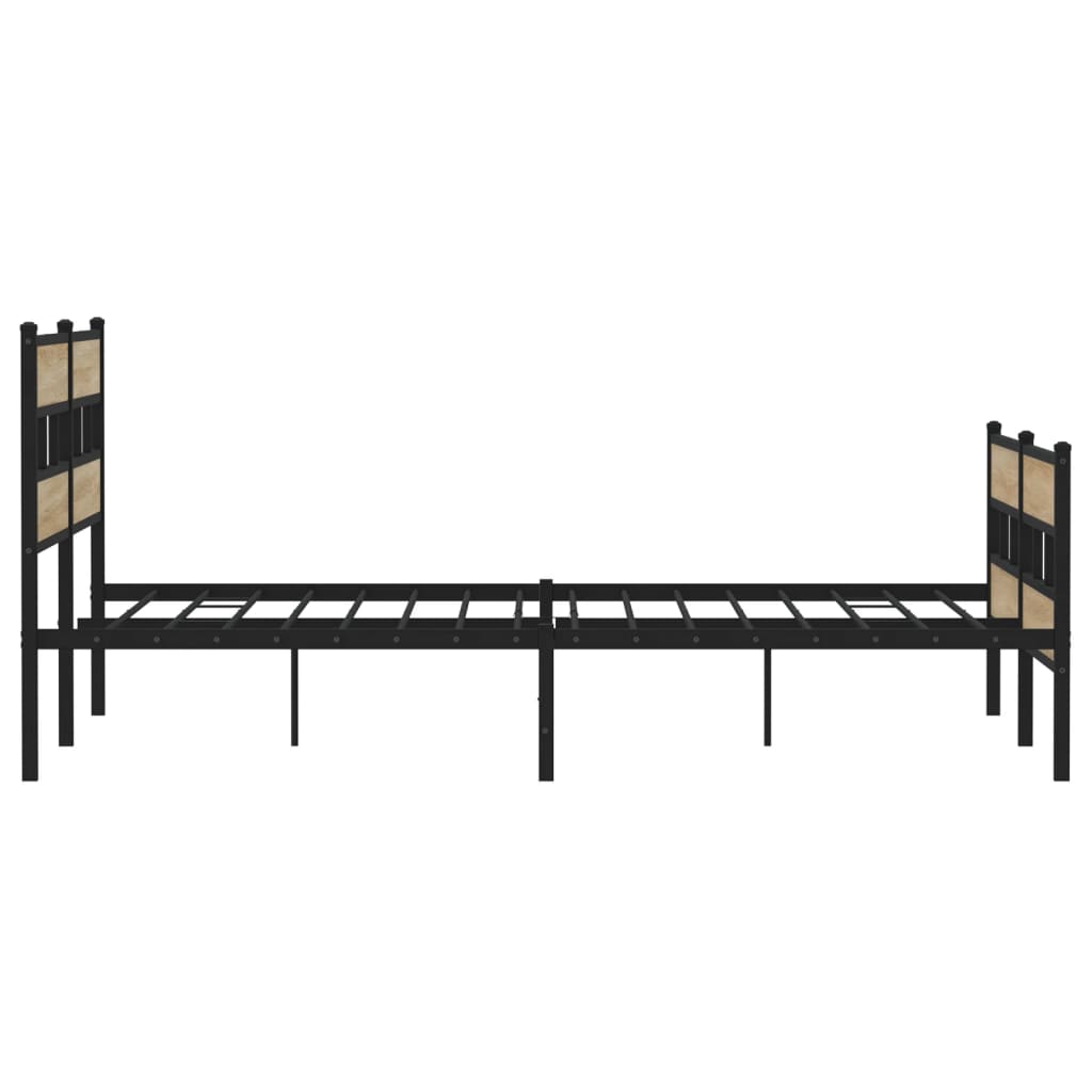 Metal Bed Frame without Mattress Sonoma Oak Finish 200 x 200 cm