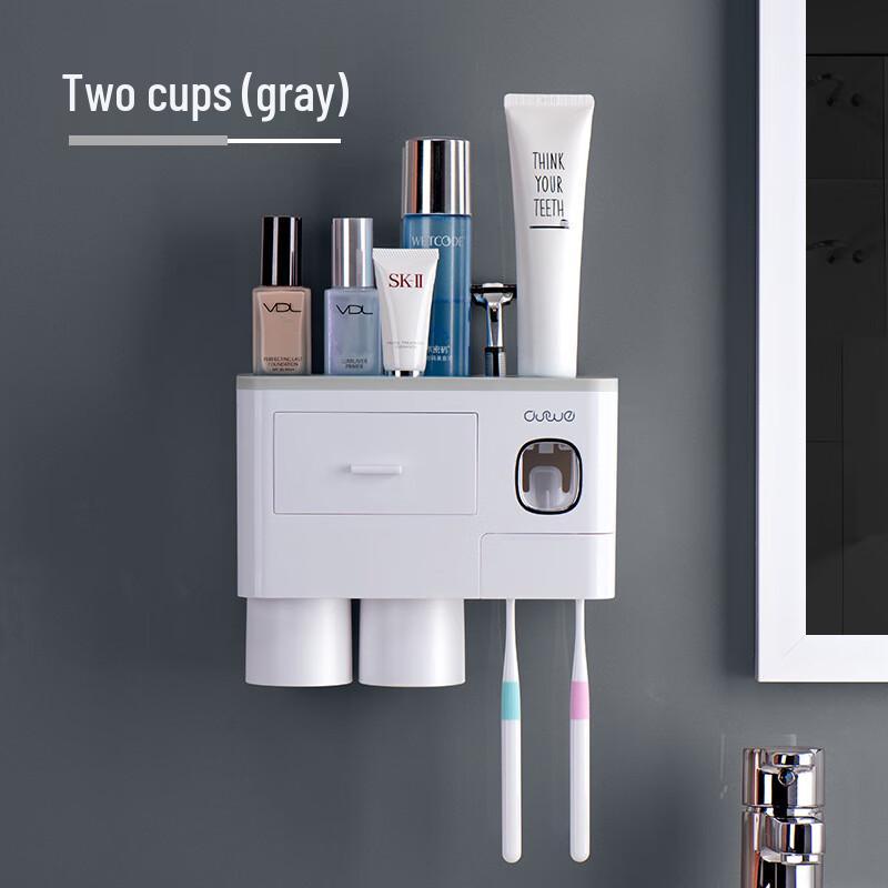Wall-Mounted Toothbrush Holder with Automatic Toothpaste Dispenser and Storage