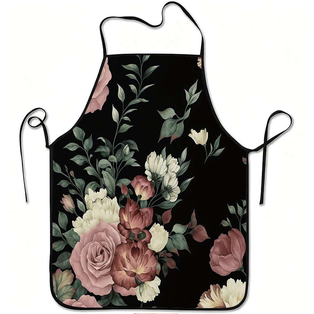 1 Piece of Apron with a Country Garden Theme, Warm Floral Retro Design Apron, Unisex, Perfect for Crafting, Baking, Painting, Kitchen and Household Cl