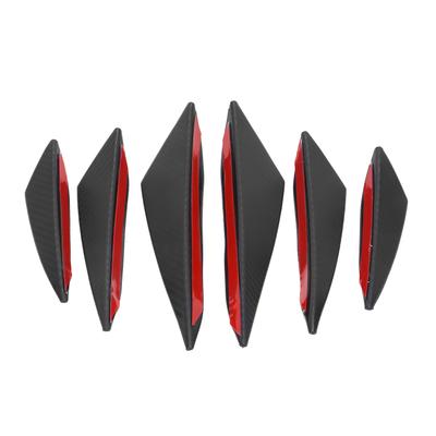 6ks Front Bumper Lip Fin Splitter Canard Sticker Black Carbon Fiber Styling Car Styling Universal