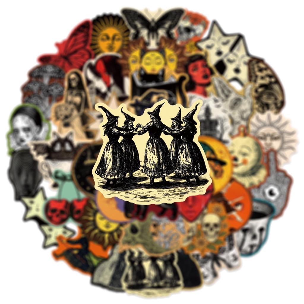 10/50Pcs Occult Celestial Creepy Stickers Gothic Moon Decals For Phone Scrapbook Suitcase Skateboard Guitar DIY Aesthetic Stickers