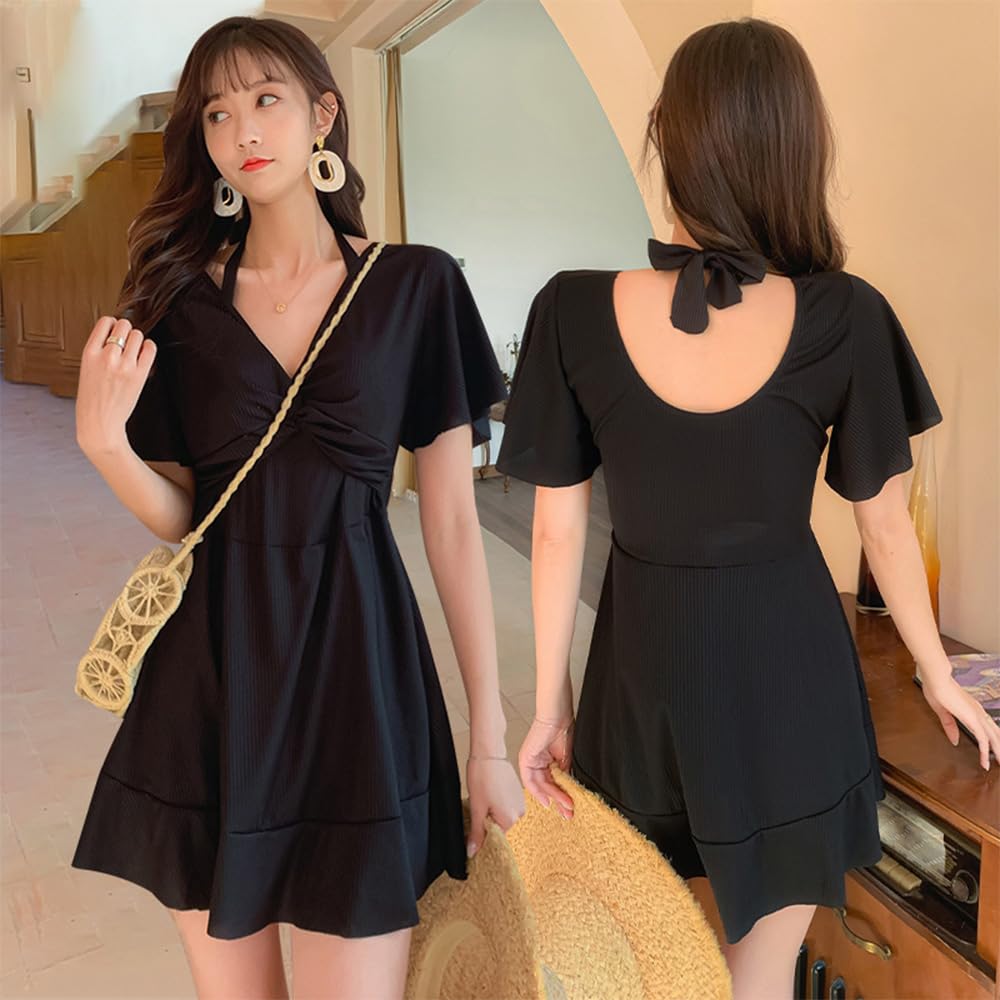 Body One Large Bust Modest Mom For Women in Their 40s [Lalapala] Women's Swimsuit, Covering, Piece, Size, Black, Sexy, Halter, 2-Way, Slimming,