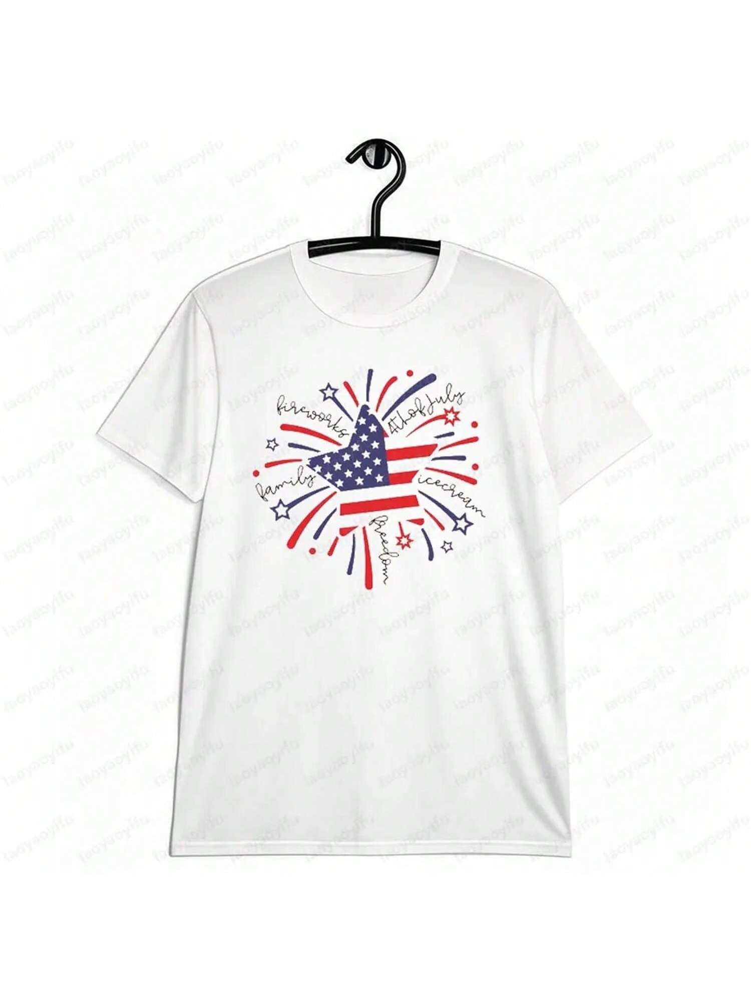 Firework 4th Of July Shirt 4th Of July Flag Graphic T-Shirt Independence Shirt Men Women Summer Round Neck Cotton Short Sleeve S разноцветный