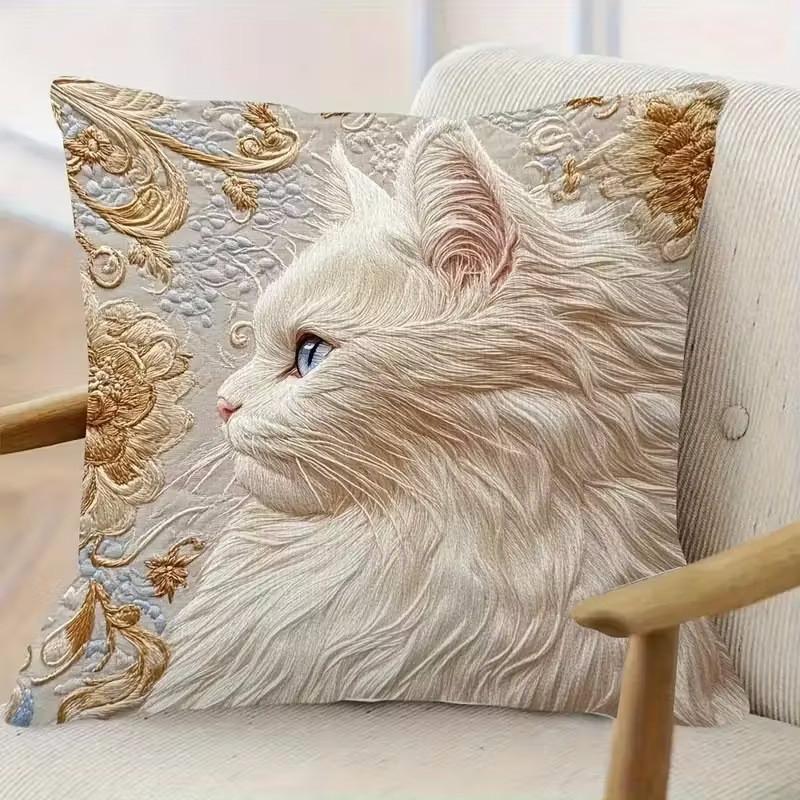 Animal Series Soft Velvet Cushion With Gold Lion Pattern For Bedroom And Sofa