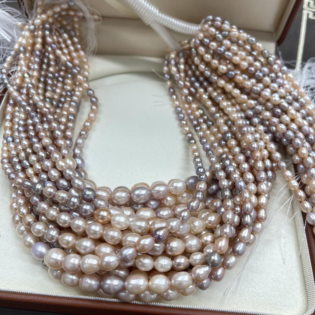 36cm Natural Freshwater Pearl Beads Strand 4-10mm Rice Pearls for Handmade Jewelry Making DIY Necklaces Bracelets Earrings Accessories, Luxury Gifts