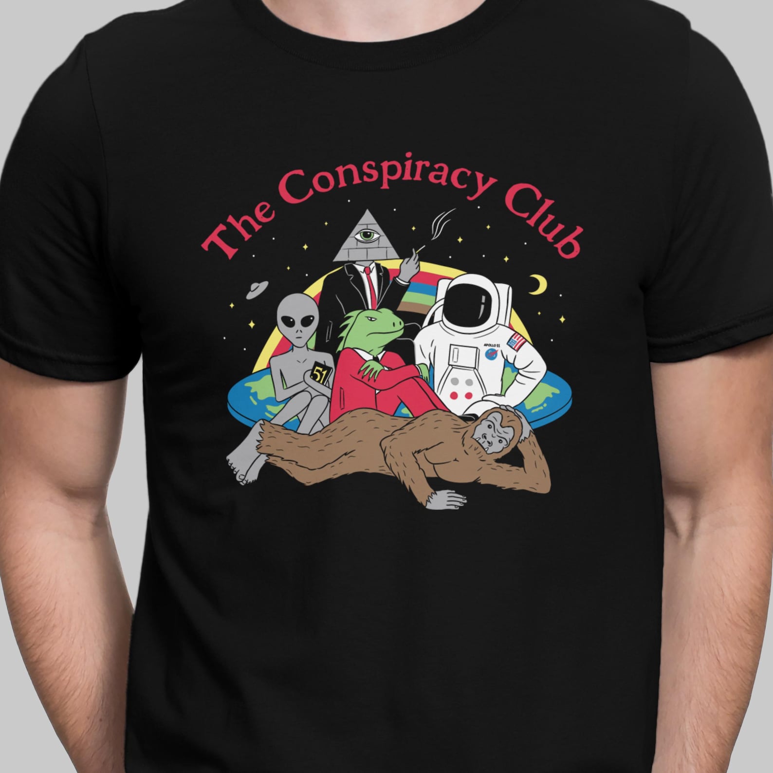 Conspiracy Club T Shirt Funny Conspiracy Theories Parody Unisex Shirt M