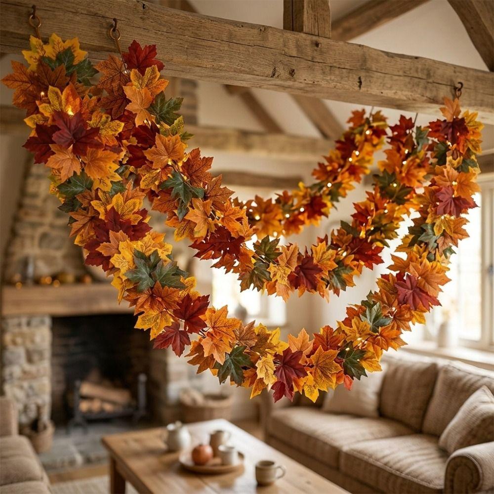 Flexible Artificial Maple Leaf Garland Realistic Fall Simulation Wreath  Wedding Party
