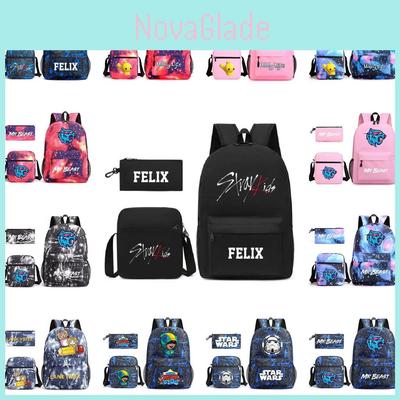 Set de Mochila de Tres Piezas Mr Beast Gato Relámpago Para la Escuela Con Diseño Lindo y Divertido
