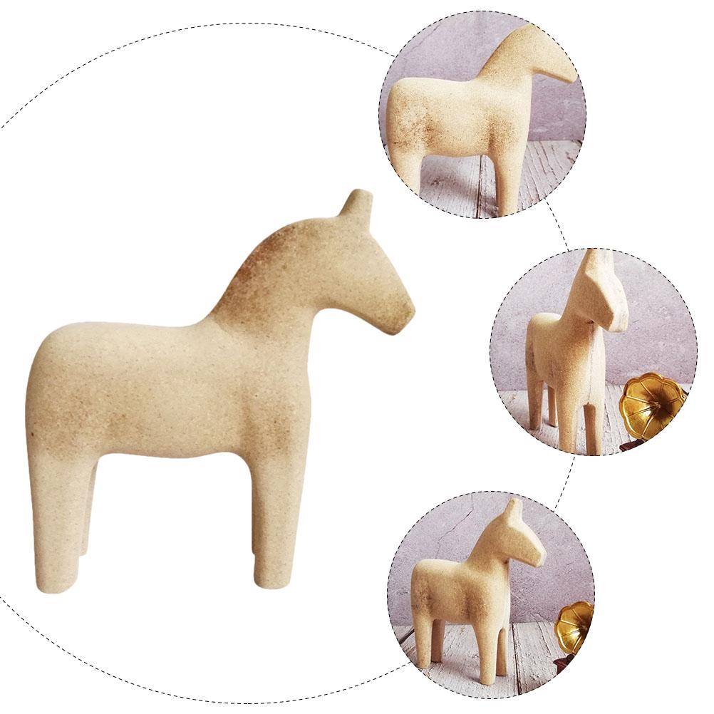 1pc Wooden Animal Figurines Horse Nament Diy Desktop Craft Supplies Kids Toy Unfinished Wood Figures Home Decor Miniatures