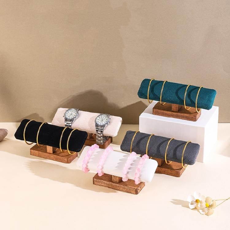 Versatile Wooden Base Jewelry Holder Elegant Storage Stand for Bracelets and Hairbands Watch Display Rack for Home Use
