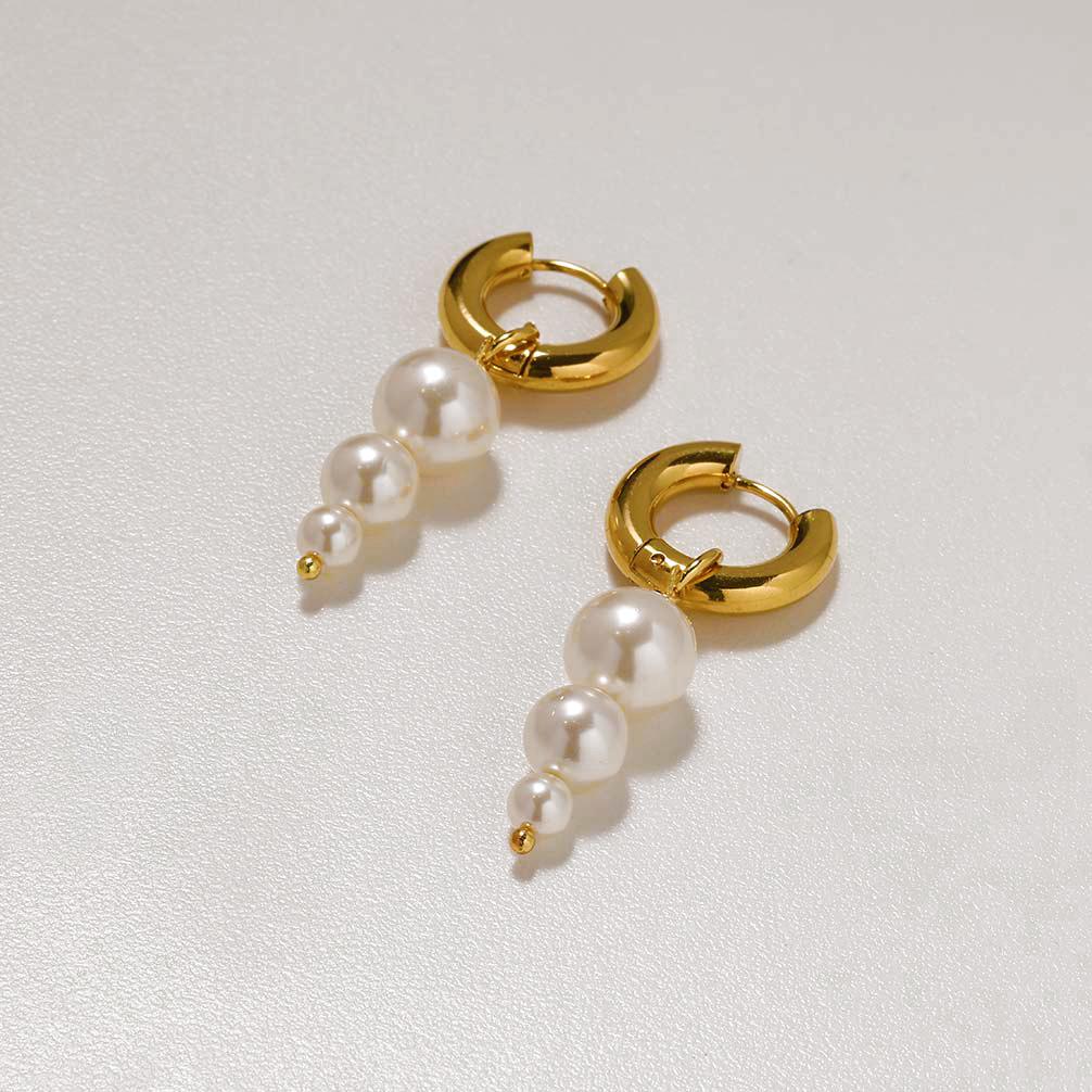 

Серьги с французским жемчугом Celi Shijia, женские серьги с 18-каратным золотым покрытием, нишевая легкая роскошная высококачественная серьга-кольца золотой