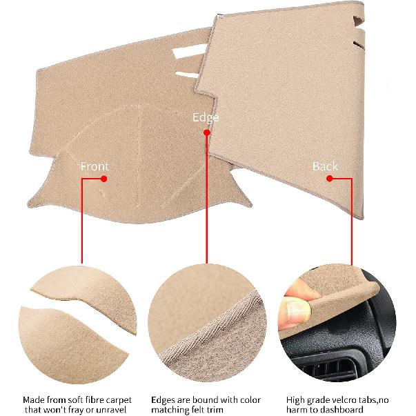 Car Carpet Dashboard Cover,Dash Cover Mat Fit For Toyota Camry 2007 2008 2009 2010 2011 (Beige)