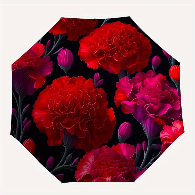 

1pc Carnation FlowersAutomatic Folding Umbrella, Portable & Foldable Design with 8 Ribs, Casual Outdoor Accessory yy250804219