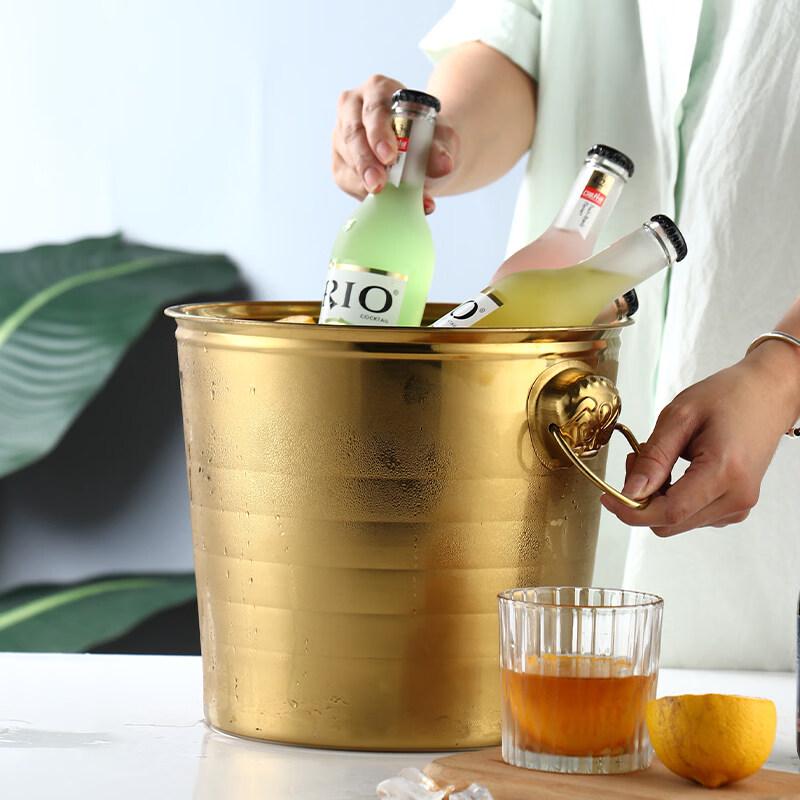 ZISIZ Thickened Stainless Steel Tiger Head Ice Bucket