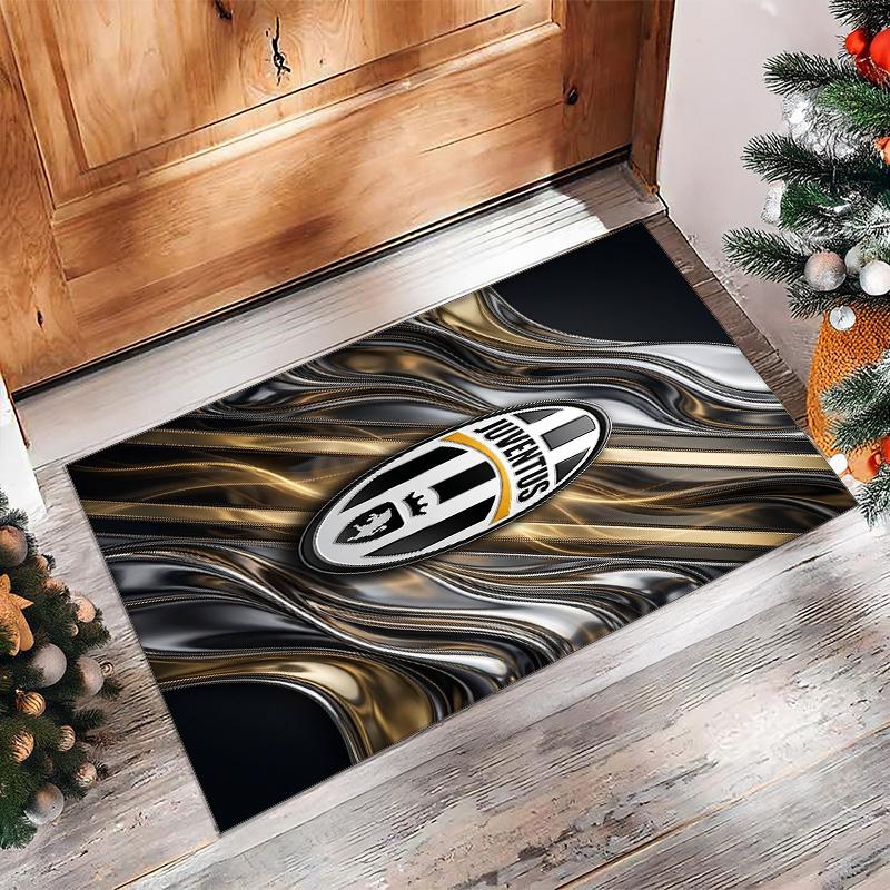 Juventus FC bedruckter Flanell-Teppich rutschfest weicher Polyester-Bodenbelag Indoor-Dekormatte für Schlafzimmer Wohnzimmer Sofa