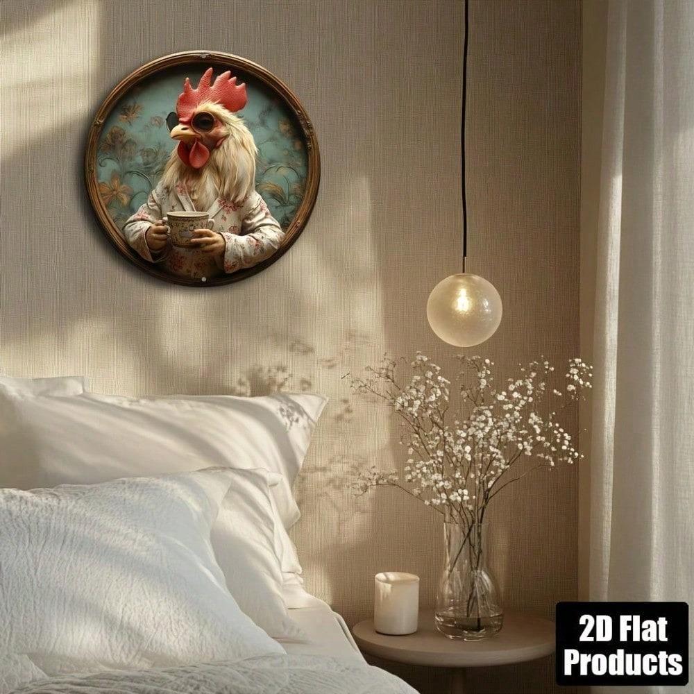 Vintage Angry Chicken Metal Sign 8x8 Inch Funny Humorous Wall Decor For Home Bar Kitchen Cafe Gift