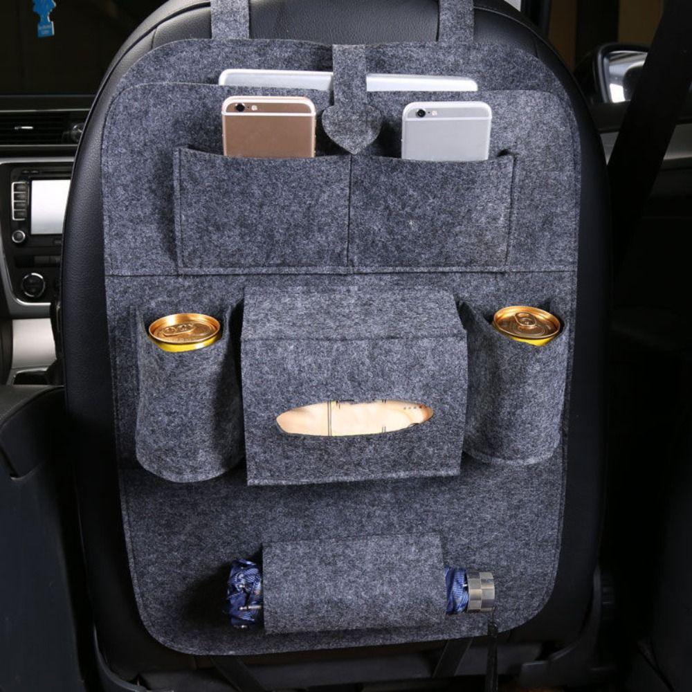 Multi-functional Car Rear Seat Storage Bags Felt Anti-kick Pad Durable Storage Pockets  Universal
