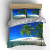 Tropical Beach Palm Trees Clear Water Bedding Set For Kids Luxury Gift 3Pcs Digital Print Comforter Set Soft Comfortable