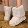 Winter Women Boots Suede Thermal Sleeves Keep Warm Mid-Calf Snow Boots Ladies Comfortable Platform Shoes Zapatos Mujer Size 41