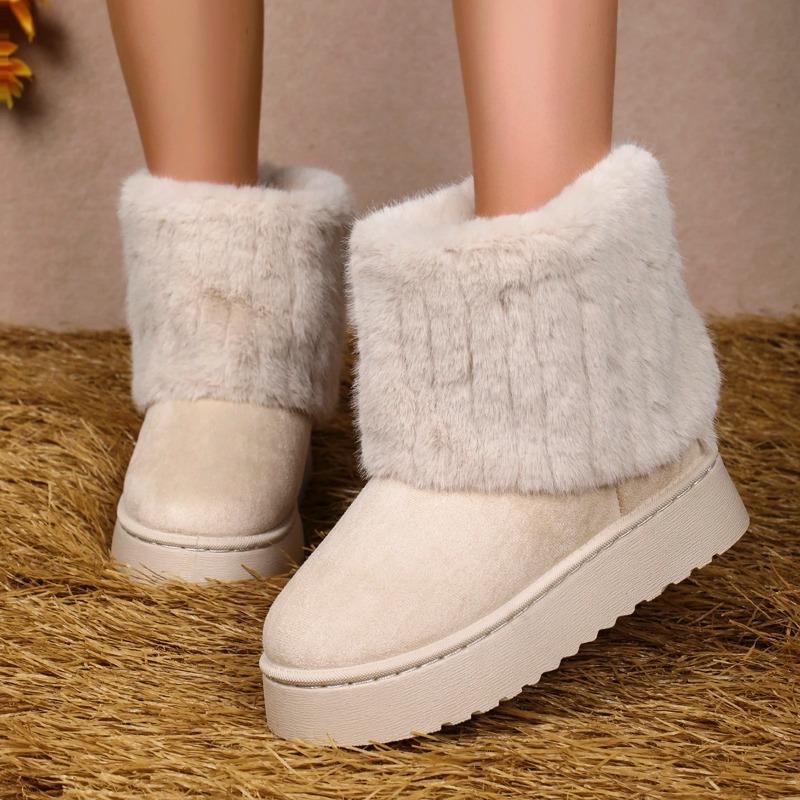 Winter Women Boots Suede Thermal Sleeves Keep Warm Mid-Calf Snow Boots Ladies Comfortable Platform Shoes Zapatos Mujer Size 41