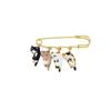 Kawaii Enamel Electroplate Brooch Cat Cartoon Alloy Antiglare Geometric Lapel Pin Women