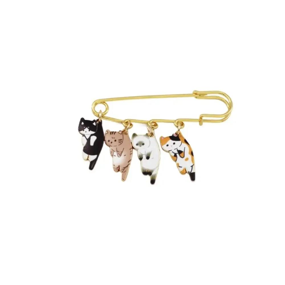 

Гальванизированная кавайная эмалевая брошь в виде кошки из мультяшного сплава с антибликовым покрытием, геометрическая булавка на лацкан для женщин