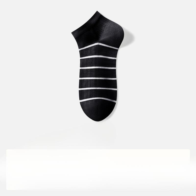 Men's Summer Thin Leisure Stripe Cotton Deodorant Sweat Absorption Antibacterial Socks