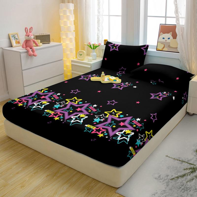 1 Einfaches Modernes Sternenmuster Gedrucktes Mattes Spannbettlaken, Schlafzimmer Gedruckte Bettdecke, Bettwäsche (Ohne Kissenbezüge)