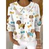 Womens Oversized Long Sleeve Crewneck Sweatshirt 2025 Fall Casual Pullover With 3D Print Acrylic Fabric