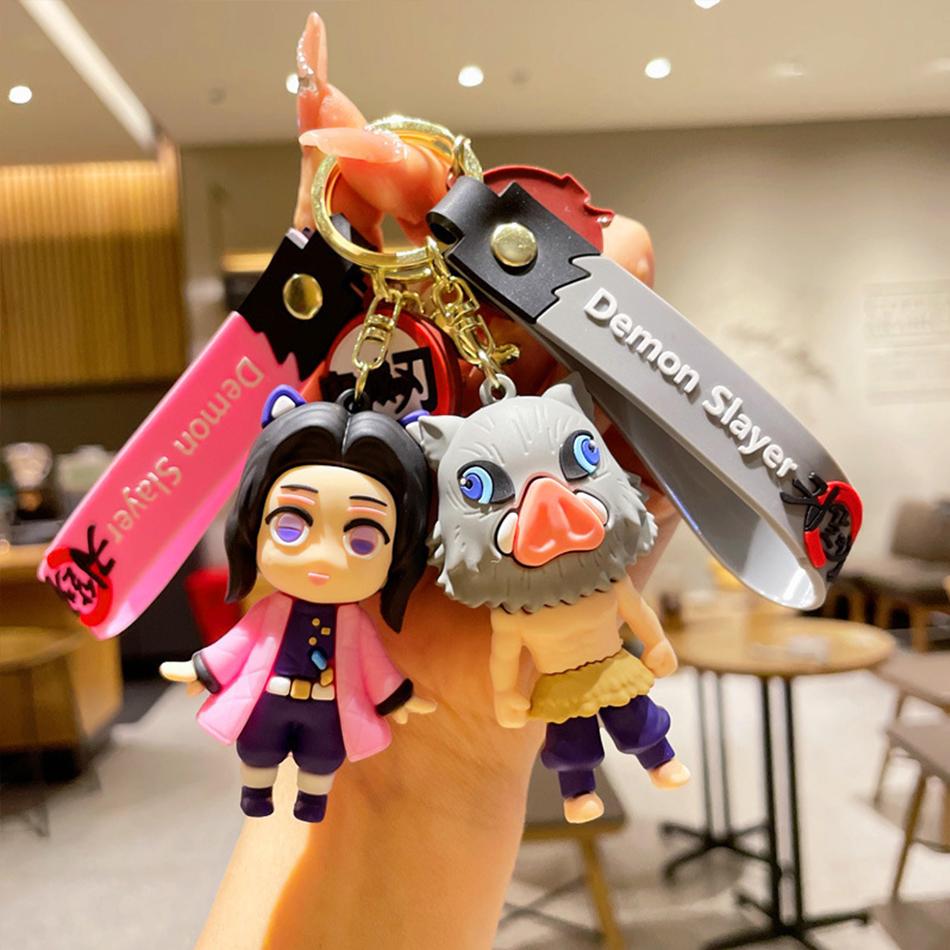 Anime Demon Slayer Kimetsu No Yaiba Bambola Lama dello Spettro Portachiavi Personaggi Carini Ciondolo per Borsa Portachiavi per Chiavi Auto Anello Giocattolo Regalo per Fan