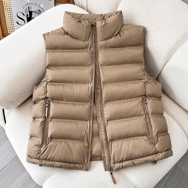Short Thickened Lightweight Stand-Up Collar Vest Women's Autumn and Winter Jacket Explosive Vest
