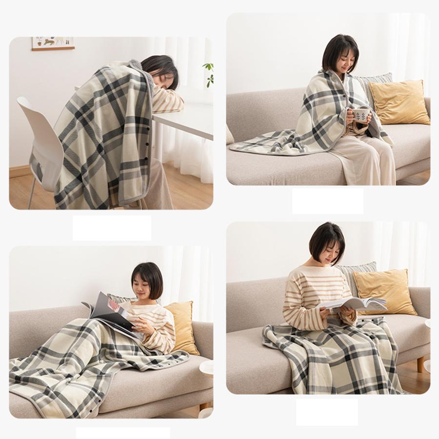 1pc Wearable Blankets Shawl Blanket Flannel Lazy Casual Office Blanket