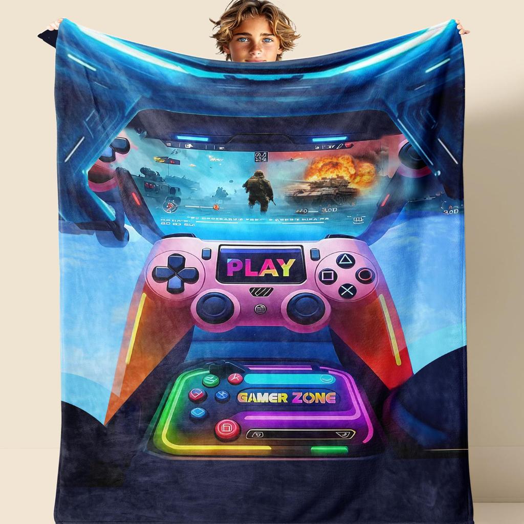 Cool Gamepad Pattern High Definition Digital Printing Blanket Person Gift Blanket Office Blanket