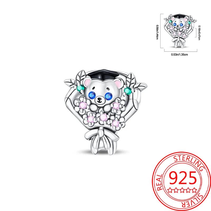 Brand New Copper Metal Cute Animals Charm Bead Component Love Pet Cat Claw Bead Components Heart Pink Zircon Hollow-carved Do It Yourself Authentic