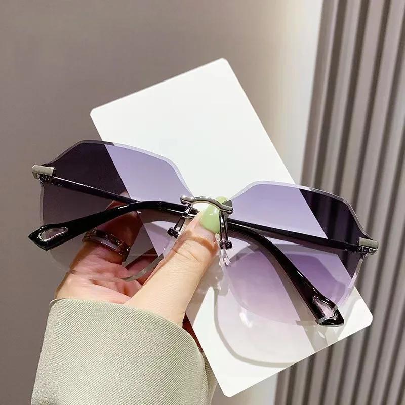 

Rimless Big Frame Women Sunglasses Vintage Sun Glasses Trendy Outdoor Accessory Shades Eyewear Sunglasses Woman