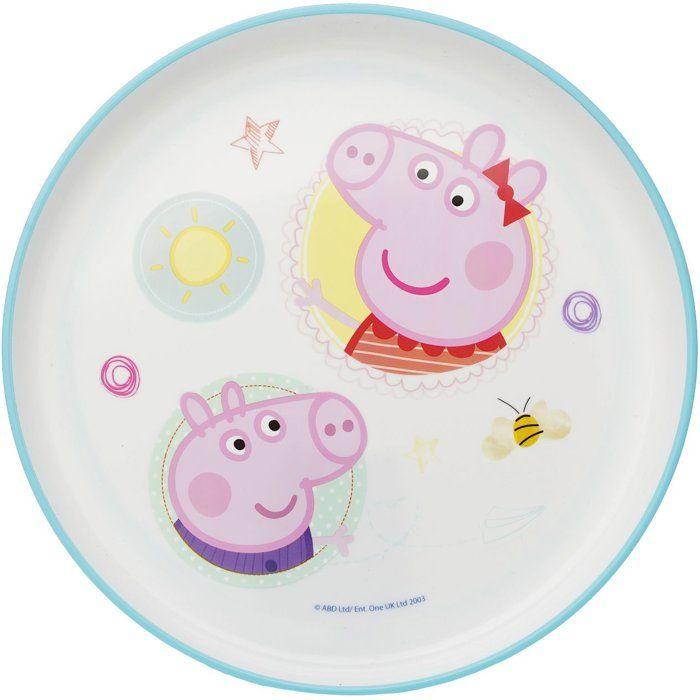 Coffret repas 5 pièces - THERMOBABY - Peppa Pig - Assiette, bol, gobelet, cuillère et fourchette - Bleu