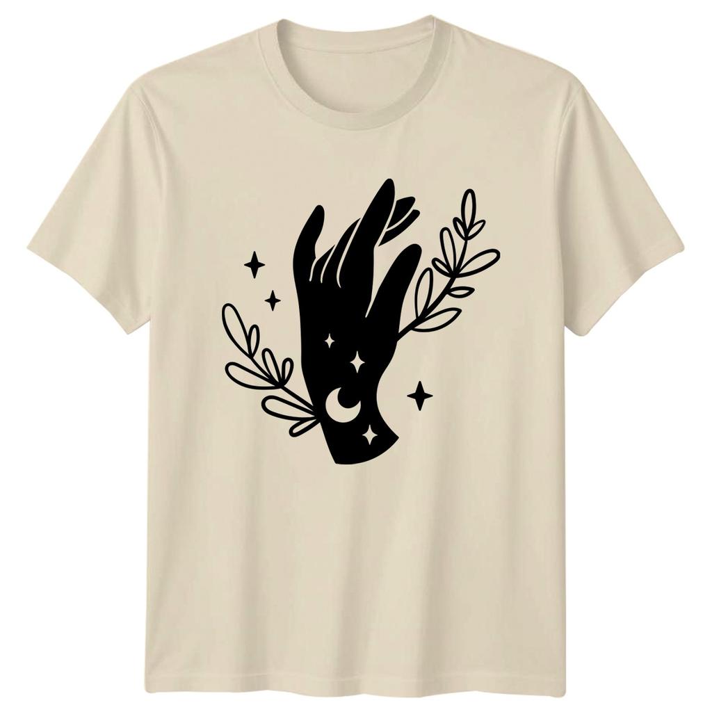 Mystical Celestial Hand Moon Stars TShirt Botanical Spirituality Birthday