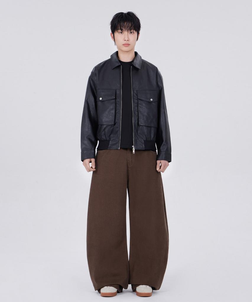GLW High Curved Wide Cotton Pants Brown