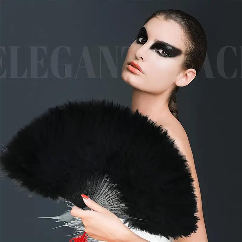 Składany wachlarz z piór, ręczny wachlarz wróżki, taniec wróżki, dekoracja na przyjęcie weselne, na Nowy Rok, prezent urodzinowy, artykuły