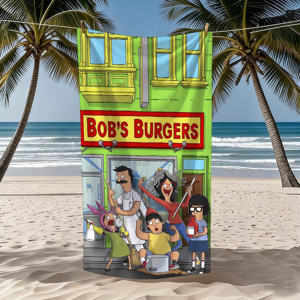 Cartoon B-BobsS B-BurgersS Towel Textile Bathrobe Beach Quick-Drying Lightweight Portable Camping Swim Pool Travel
