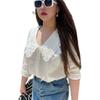 Miss Biggie Fashion Plus Size Thin and Comfortable Easiest for Match Boutique Full Cotton Poplin Doll Collar Long Sleeves Shirt