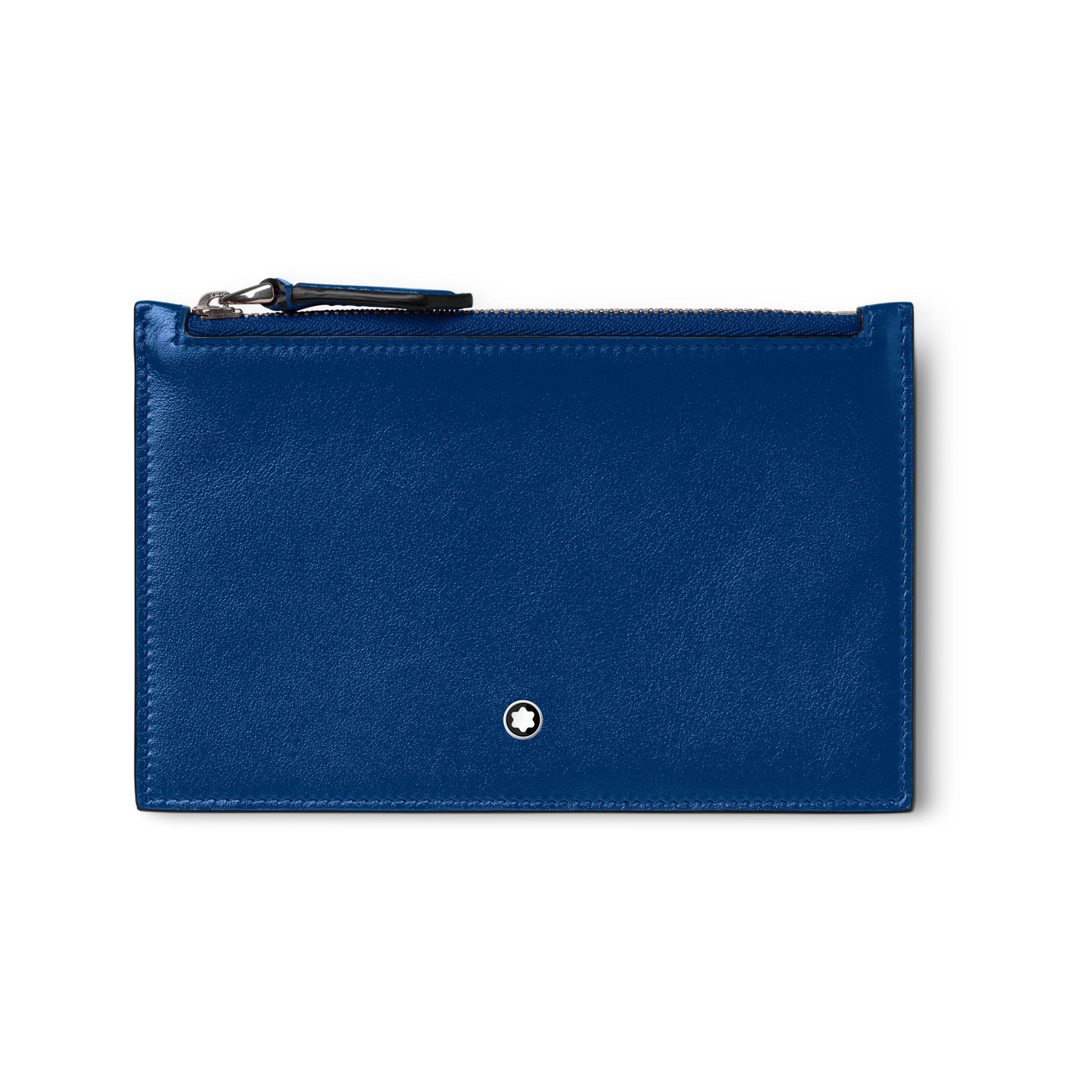 Montblanc Meisterstück Hexagonal White Star Logo Zipper Card Holder Men Card Holder Blue 130453 Box(Basic Set+Box)