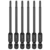 6pcs T6-T40 Torx Screwdriver Bit 1/4" Hex Shank 75mm/100mm S3 Steel Magnetic Tamper Proof Star 6 Point Head Hex Screw Driver Bit
